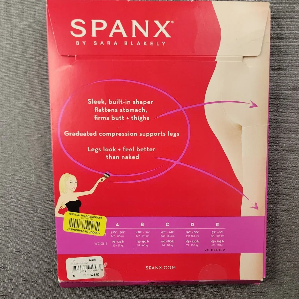 Spanx Sheers Leg Support Shaping Pantyhose Black Size A NEW Compression